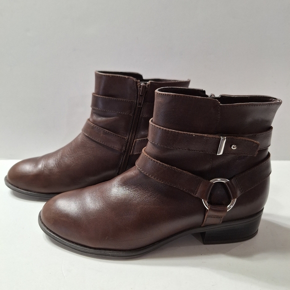 Lauren Ralph Lauren Classic Minimalist Brown Leather Ankle Boots Size 6.5 - Picture 5 of 11